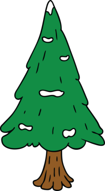 El çizimi karikatür tek karla kaplı ağaç bir insan tarafından çizilmiş.