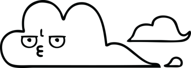 Bir insan tarafından çizilmiş beyaz bir bulutun çizgi çizimi