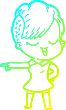 Bir insan tarafından çizilmiş mutlu çizgi film kızı çizimi.