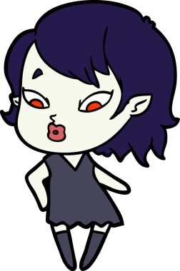 Bir insan tarafından çizilmiş şirin vampir kız çizgi filmi.