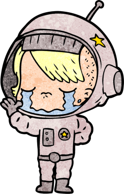 Bir insan tarafından çizilmiş ağlayan astronot kız.
