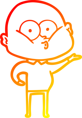 Bir insan tarafından çizilmiş kel bir adamın sıcak çizgi çizimi.