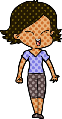 Bir insan tarafından çizilmiş mutlu çizgi film kızı.