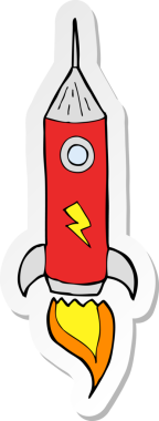 Bir insan tarafından çizilmiş uzay roketinin çıkartması.