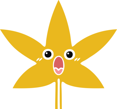 Bir insan tarafından çizilen sonbahar yaprağının düz renk retro karikatürü