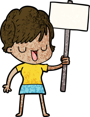 Bir insan tarafından çizilmiş bir karikatür kadın konuşuyor.