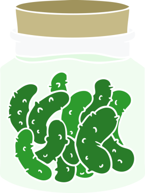 Bir insan tarafından çizilmiş düz renkli turşu turşusu.