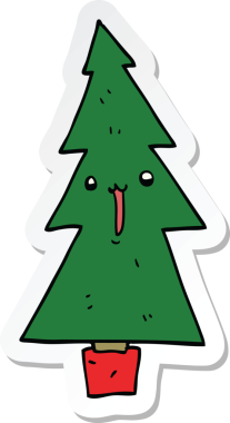 Bir insan tarafından çizilmiş bir karikatür noel ağacının çıkartması.