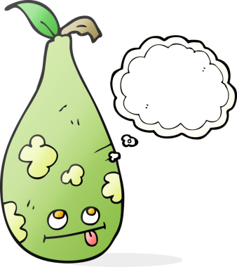 Bir insan tarafından çizilmiş serbest çizim balon karikatür armudu.