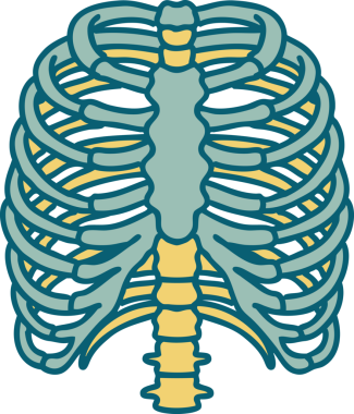Bir insan tarafından çizilmiş göğüs kafesinin ikonik dövme şekli