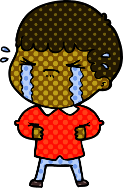 Bir insan tarafından çizilmiş ağlayan çizgi film adamı.