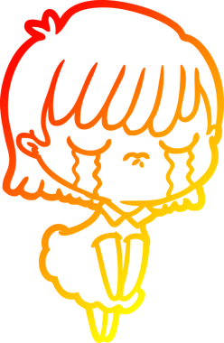 Bir insan tarafından çizilmiş, ağlayan bir çizgi kadın çizimi.