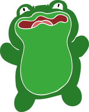 Bir insan tarafından çizilmiş komik karikatür kurbağası.