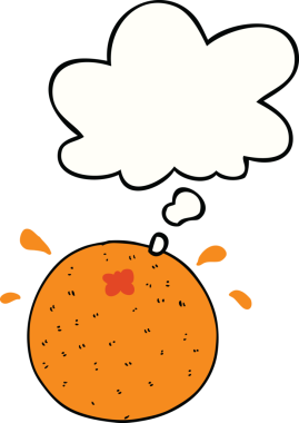 Düşünce baloncuğu insan tarafından çizilmiş turuncu çizgi film.