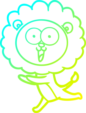 Bir insan tarafından çizilmiş mutlu çizgi film aslanı çizimi.