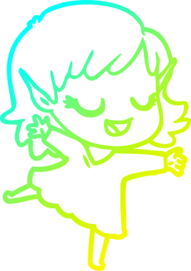 Bir insan tarafından çizilmiş mutlu bir elf kızı çizimi.