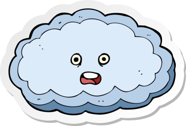 Bir insan tarafından çizilmiş karikatür dekoratif bulut çıkartması.