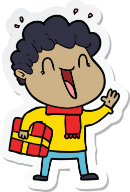 Bir insan tarafından çizilmiş mutlu bir adamın çıkartması.