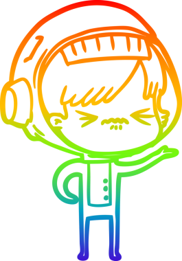 Gökkuşağı gradyan çizgisi kızgın bir uzay kızının çizimi bir insan tarafından çizilmiş