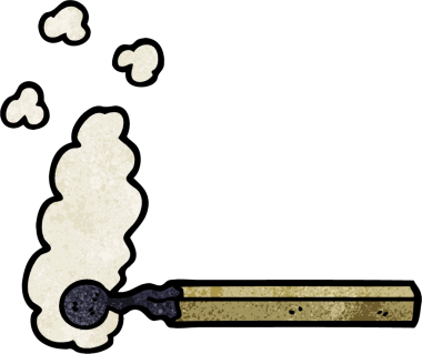 Bir insan tarafından çizilmiş karikatür yanmış kibrit.