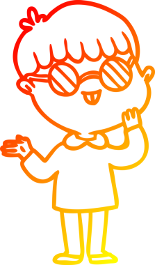 Bir insan tarafından çizilmiş gözlük takan çizgi film çocuğu çizimi.