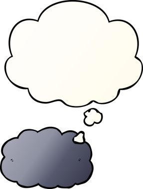 Düşünce baloncuğu olan karikatür bulutu bir insan tarafından çizilmiş.