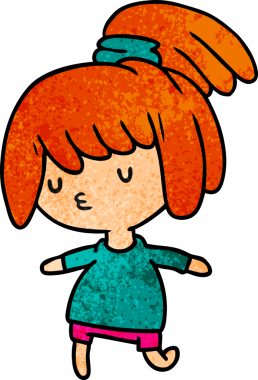 Bir insan tarafından çizilmiş sevimli bir kawai kızının desenli çizimi.