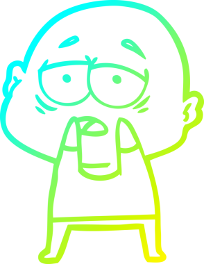 Bir insan tarafından çizilmiş, yorgun, kel bir adamın çizdiği soğuk çizgi.