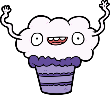 Bir insan tarafından çizilmiş komik bir kek.