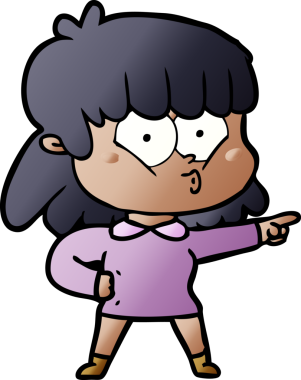 Bir insan tarafından çizilmiş ıslık çalan kız.