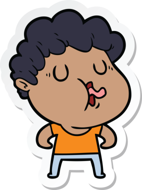 Bir insan tarafından çizilmiş bir karikatür adamın çıkartması.