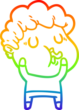 Gökkuşağı gradyan çizgi çizimi bir insan tarafından çizilen bir karikatür adamın