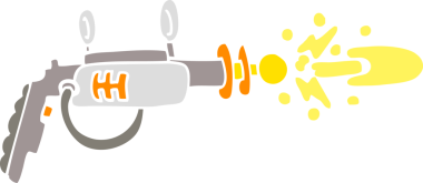 Bir insan tarafından çizilmiş düz renk çizim ışın tabancası