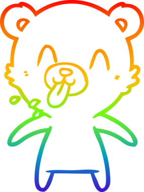 Gökkuşağının gradyan çizimi kaba bir karikatür kutup ayısının bir insan tarafından çizilmiş dili.