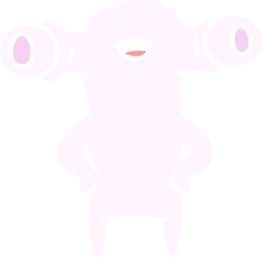 Bir insan tarafından çizilmiş düz renkli çizgi film uzaylısı.