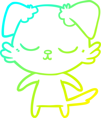 Bir insan tarafından çizilmiş şirin bir çizgi köpeğin soğuk gradyan çizgisi.