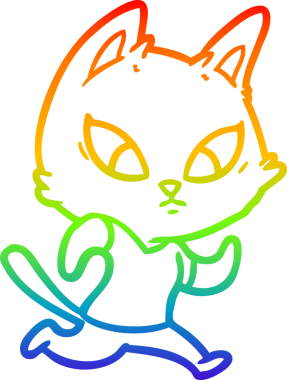 Bir insan tarafından çizilmiş kafası karışmış çizgi film kedisinin çizimi.