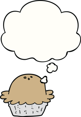 Bir insan tarafından çizilmiş düşünce baloncuklu çizgi film pastası.