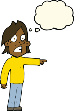 Bir insan tarafından çizilen düşünce baloncuğuyla adamı şaşırtan çizgi film.