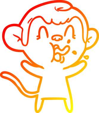 İnsan tarafından çizilmiş çılgın bir çizgi maymunun sıcak çizgi çizimi