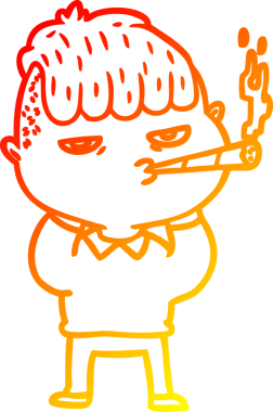 Bir insan tarafından çizilmiş sigara içen bir çizgi film karakteri çizimi