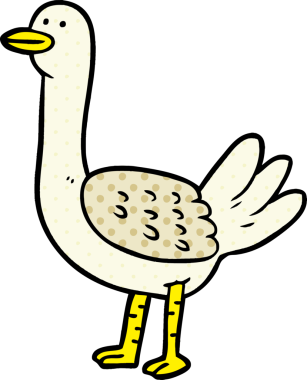 Bir insan tarafından çizilmiş çizgi film kuşu.