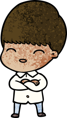 Bir insan tarafından çizilmiş mutlu çizgi film çocuğu.