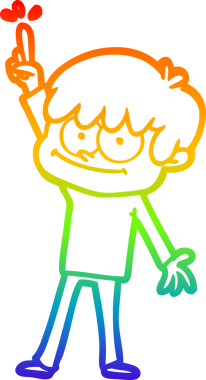 gökkuşağı gradyanı çizimi bir insan tarafından çizilmiş mutlu bir çizgi film adamı