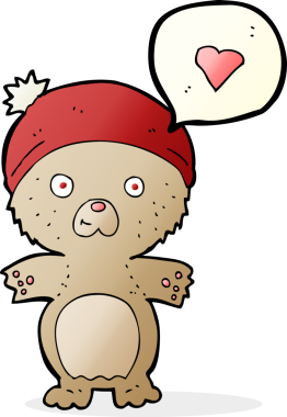 Bir insan tarafından çizilmiş şapkalı çizgi film ayısı.