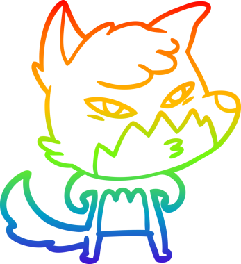 gökkuşağı gradyanı çizimi bir insan tarafından çizilmiş akıllı bir tilki çizgi filmi