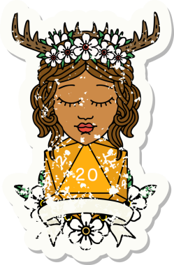 Retro Dövme Tarzı İnsan Druid Bir insan tarafından çizilmiş doğal 20 rulo ile