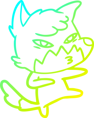 Bir insan tarafından çizilmiş akıllı bir tilkinin soğuk çizgi çizimi.