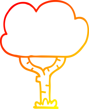 Bir insan tarafından çizilmiş bir çizgi film ağacının sıcak gradyan çizimi