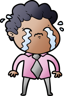 Bir insan tarafından çizilmiş ağlayan çizgi film adamı.